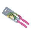 Victorinox 6.7636.l115b Carte de 2 couteaux office, lame crantée 8 cm inox, pointe milieu, manche polypropylène rose