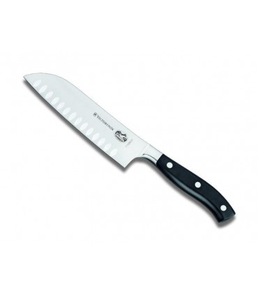 Victorinox 7.7323.17g Couteau santoku forgé « Grand Maître », lame alvéolée 17 cm, manche en polyoxyméthylène (POM)