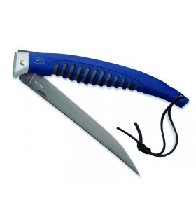 Bück 7220 Couteau Silver Creek, lame filet acier 420 revêtement titanium, manche 18,5 cm nylon/gomme bleu