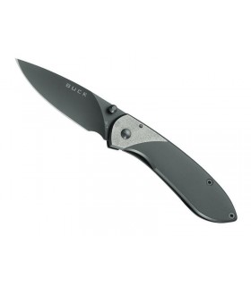 Bück 7327 Couteau Nobleman, lame acier 440 revêtement titanium, manche 9 cm acier brossé/titanium,