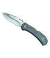 Bück 7722.gy Couteau Spitfire, lame acier 420 à trou et à cran, manche 11 cm aluminium anodisé gris, entretoise verte