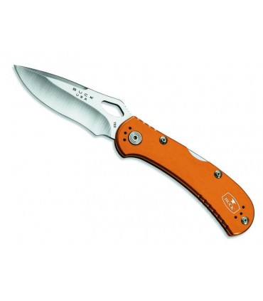 Bück 7722.or Couteau Spitfire , lame acier 420 à trou et à cran, manche 11 cm aluminium anodisé orange