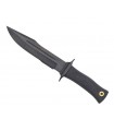 Muela 9201 Poignard Mirage, lame noire semi-dentée 18 cm acier inox 420, manche gomme noire