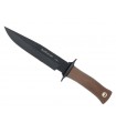 Muela 9277 Poignard EscCorp, lame noire semi-dentée 18 cm acier inox 420, manche gomme marron