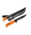 Marttiini 390024 Poignard Big Game, lame 13 cm inox (recouverte de Martef), manche gomme orange, étui cuir.