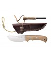 Muela 9297 Poignard Aborigen, lame 12 cm acier inox 1.4116, manche à trous micarta beige avec plaquettes rouges