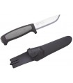 Morakniv 12249 Poignard Robust, lame 9 cm acier carbone avec dos brut, manche gomme noir insert nylon gris