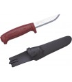 Morakniv 12147 Poignard Basic 511, lame 9 cm acier carbone avec dos brut, manche gomme rouge insert nylon rouge,