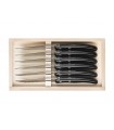 Cdozorme 3223 Coffret 6 couteaux steak Laguiole, 22 cm, inox à dents, manche noir. Non garantis lave-vaisselle.