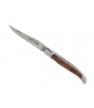 Le Fidèle 2848 Couteau Laguiole,  lame acier 12C27 dos guilloché, manche 12 cm loupe de thuya contrecollé sur plaquettes ébène