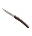 Le Thiers 3837 Couteau par Le Fidèle, lame acier 12C27, plein manche 12 cm bois violette, ressort guilloché