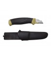 Morakniv 12201 Couteau brico/électri. (ambidextre), lame 2 cm inox, manche gomme noir ergonomique avec protection du doigt