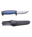 Morakniv 12242 Poignard Pro s,  lame 9 cm inox avec dos brut, manche gomme noir insert nylon bleu. Etui rigide noir