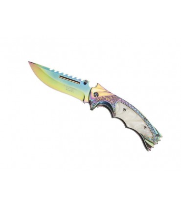 Herbertz 567312 Couteau  12. cm Acier inox relief/acier inox lisse Finition arc-en-ciel