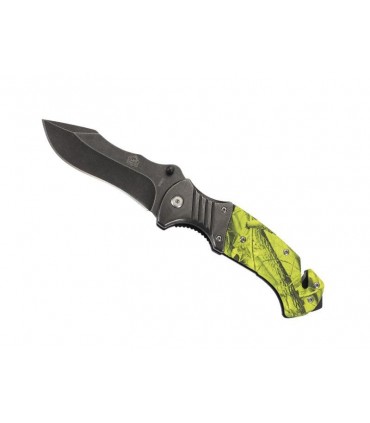 Puma Tec 304812 Couteau,  lame acier 3Cr13MoV à cran intérieur et à bouton double, manche 12 cm inox et plaquettes ABS