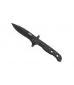 Crkt 2110ksf.cr Couteau M21-10ksf, lame noire semi-dentée acier 8Cr13MoV avec flipper, manche à trous 10 cm acier inox noir