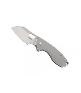 Crkt 5311.cr Couteau Pilar, lame à trou acier 8Cr13MoV satiné à cran intérieur, manche 9 cm acier inox