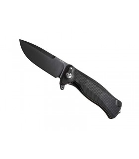 Lionsteel sr11a.bb Couteau Sr11, lame noire acier Sleipner, manche 12 cm Monobloc SOLID® titanium 6AL4V Noir