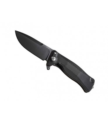 Lionsteel sr11a.bb Couteau Sr11, lame noire acier Sleipner, manche 12 cm Monobloc SOLID® titanium 6AL4V Noir