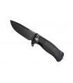 Lionsteel sr11a.bb Couteau Sr11, lame noire acier Sleipner, manche 12 cm Monobloc SOLID® titanium 6AL4V Noir