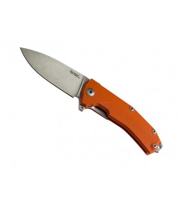 Lionsteel kur.or Couteau, lame acier Sleipner satiné Kur, manche 12 cm G10 orange, entretoise titanium 6AL4V.