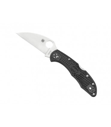 Spyderco c11fpwcbk Couteau Delica, lame Wharncliffe acier VG-10 à cran, profil plat, manche 11 cm nylon/fibre de verre noir