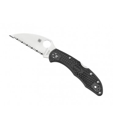 Spyderco c11fswcbk Couteau Delica, lame Wharncliffe à dents acier VG-10, manche 11 cm nylon/fibre de verre noir