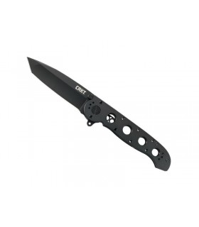 Crkt 1604ks.cr Couteau m16-04ks, lame noire forme tanto acier 12C27 avec « flipper », manche à trous 13,5 cm acier 2Cr13 noir