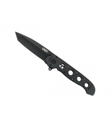 Crkt 1604ks.cr Couteau m16-04ks, lame noire forme tanto acier 12C27 avec « flipper », manche à trous 13,5 cm acier 2Cr13 noir