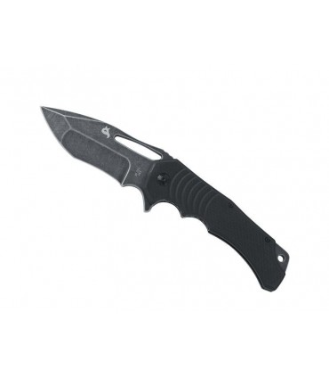 Blackfox bf.721 Couteau BLACK FOX « HUGIN », lame à trou acier 440C finition blackwash avec flipper, manche 13 cm G10 noir,