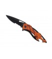 Herbertz 580312 Couteau,  lame noire semi-dentée et à trou acier 420, manche 12 cm acier inox camouflé orange