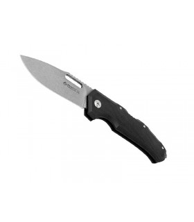 Maserin 480.g10n Couteau Nimrod, lame acier M390 Bohler finition « stonewashed » à cran et à trou, manche 13 cm G10 noir