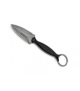 Maserin 922.stw Couteau, tout acier N690Co finition « stonewashed », lame style dague mono-tranchant 7 cm, plaquettes G10 noir