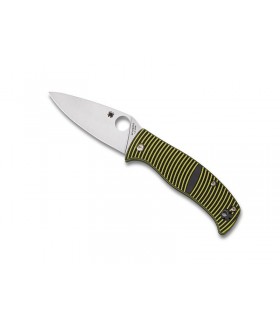 Spyderco c217gp Couteau  Caribbean leaf,  lame acier LC200N, profil plat, manche 12,5 cm G10 jaune/noir,