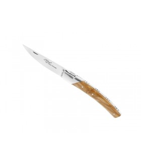 Le Thiers 5833 Couteau,lame acier 12C27 satiné, mitre inox, manche 12 cm Bois Olivier