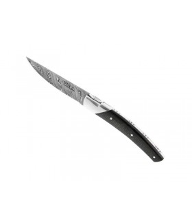 Le Thiers 5837 Couteau,  lame acier 12C27 satiné, mitre inox, manche 12 cm Fibre de carbone Noir