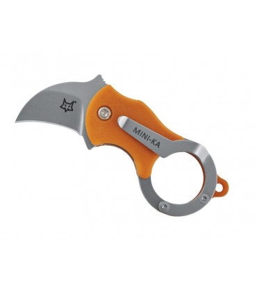 Fox Production fx.535o Couteau Mini-ka, lame acier 1.4116 satiné à cran intérieur, manche 3,5 cm (6 cm avec anneau) nylon orange