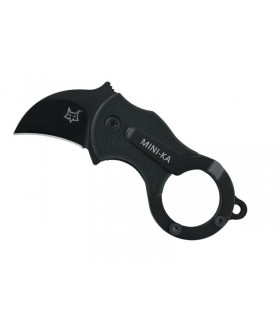 Fox Production fx.535b Couteau Mini-ka, lame noire acier inox 1.4116, manche 3,5 cm ( 6 cm avec anneau) nylon noir