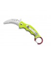 Fox Production fx.599rsy Couteau Rescue karambit , lame Hawkbill acier N690Co satiné, manche 10 cm (12 cm avec anneau) G10 jaun