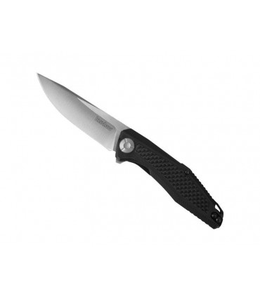 Kershaw ks.4037 Couteau Atmos, lame acier 8Cr13MoV satiné avec « flipper », manche 10 cm G10 noir avec inserts fibre de carbone