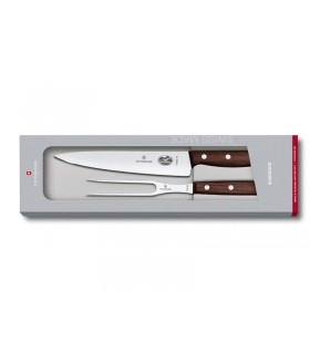 Victorinox 5.1020.2g Set à découper : 1 couteau à découper 19 cm & 1 fourchette à viande et rôti 15 cm. manche palissandre