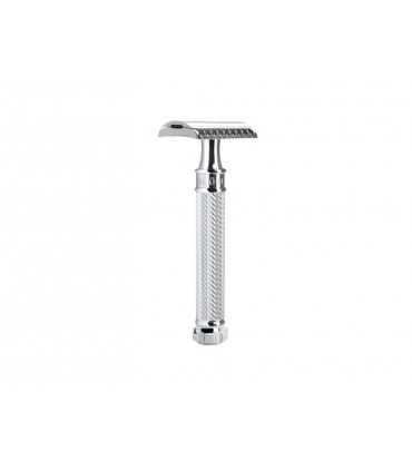 Mühle r41twist Rasoir de sécurité MUHLE TRADITION, peigne ouvert, manche long « TWIST » métal chromé.