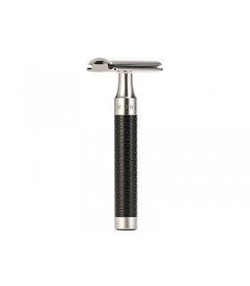 Mühle r96 Rasoir de sécurité MUHLE ROCCA, peigne fermé, manche inox brossé et inox revêtement DLC noir.