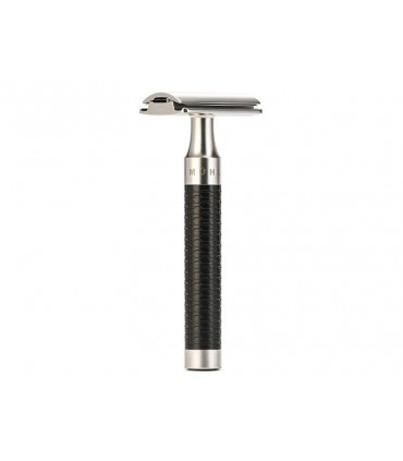 Mühle r96 Rasoir de sécurité MUHLE ROCCA, peigne fermé, manche inox brossé et inox revêtement DLC noir.
