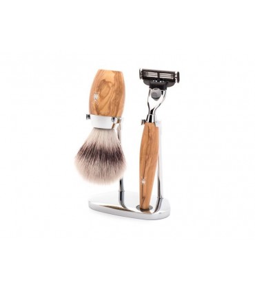 Mühle s31h870m3 Set de rasage MUHLE KOSMO, 3 pièces, manche du rasoir et monture du blaireau olivier