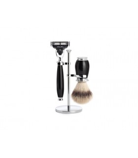 Mühle s31k56m3 Set de rasage MUHLE PURIST, 3 pièces, manche du rasoir et monture du blaireau résine noir