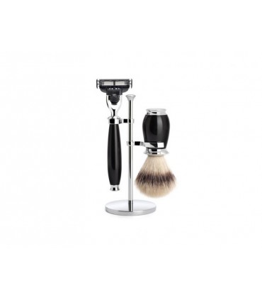 Mühle s31k56m3 Set de rasage MUHLE PURIST, 3 pièces, manche du rasoir et monture du blaireau résine noir