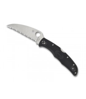 Spyderco c10fswcbk Couteau endura 5, lame Wharncliffe à dents acier VG-10, profil plat, manche 12,5 cm nylon/fibre de verre noir