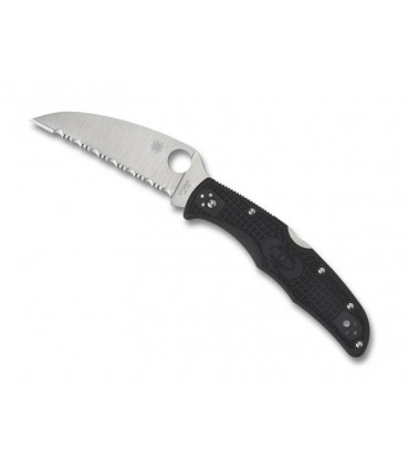 Spyderco c10fswcbk Couteau endura 5, lame Wharncliffe à dents acier VG-10, profil plat, manche 12,5 cm nylon/fibre de verre noir