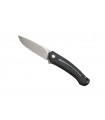 MKM mk.fx01mggy Couteau Arvenis, lame acier M390 Bohler finition « stonewashed » avec « flipper », manche 12 cm G10 noir